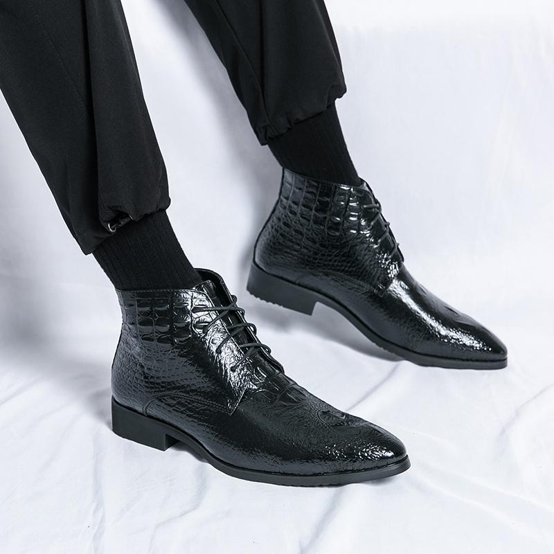 

Классические мужские кожаные ботинки в стиле ретро, модные ботинки челси, ботильоны, короткие ботинки с рисунком под крокодила, большие размеры 38-48 38