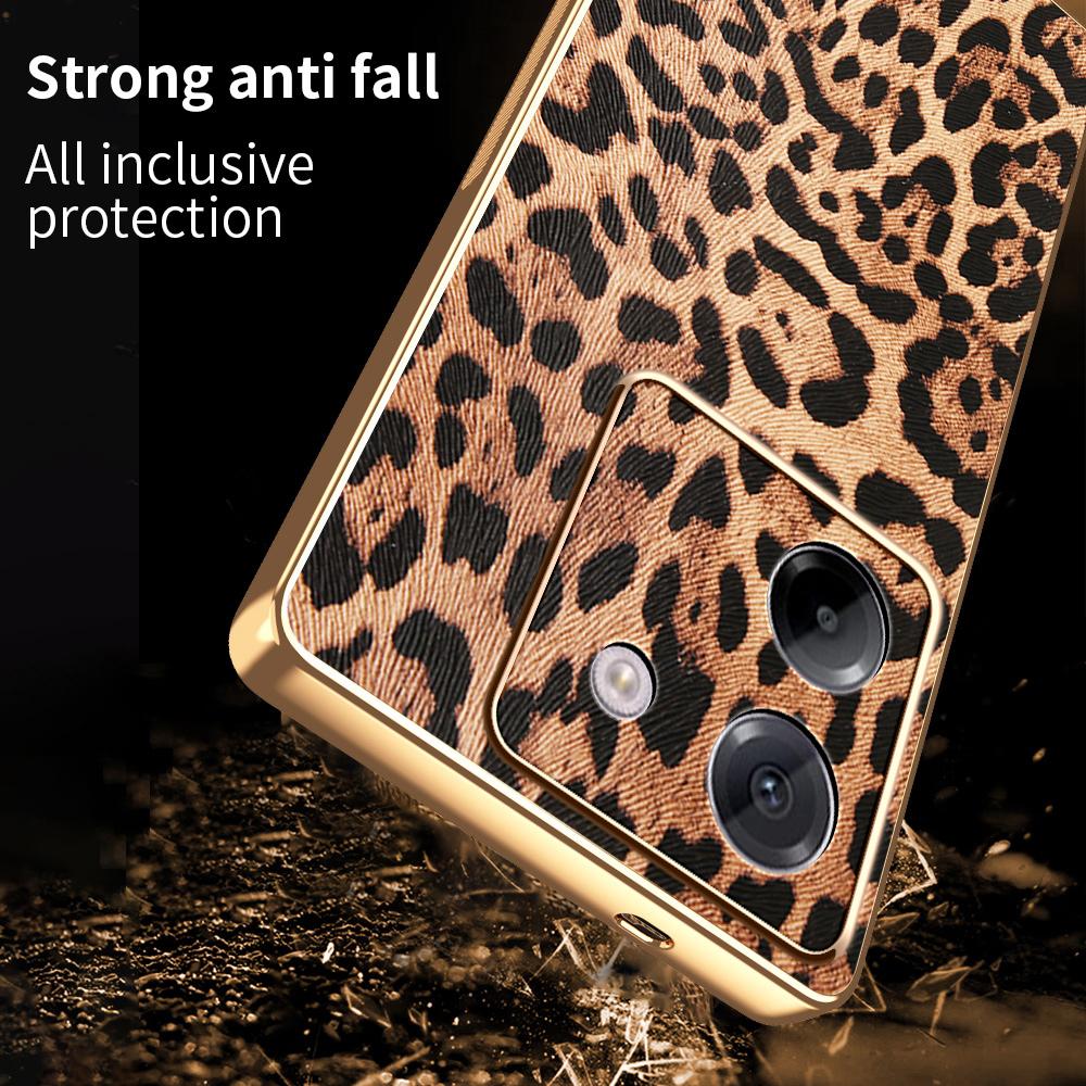 For Xiaomi Poco M7 Pro 5G Case Leopard Print PU Leather Coated PC+TPU Electroplating Phone Cover
