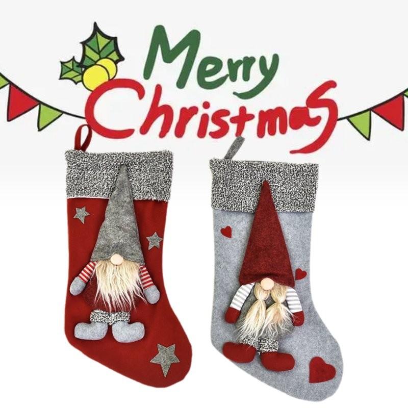 Claus Santa Christmas Stocking Holiday Decoration Candy Gift Bag Material Fabric