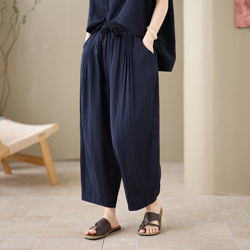 DIMANAF 2026 Plus Size Summer Pants Suits Women Sets Suits Linen Loose Tops Shirts Long Pants Cotton Loose Casual Clothing