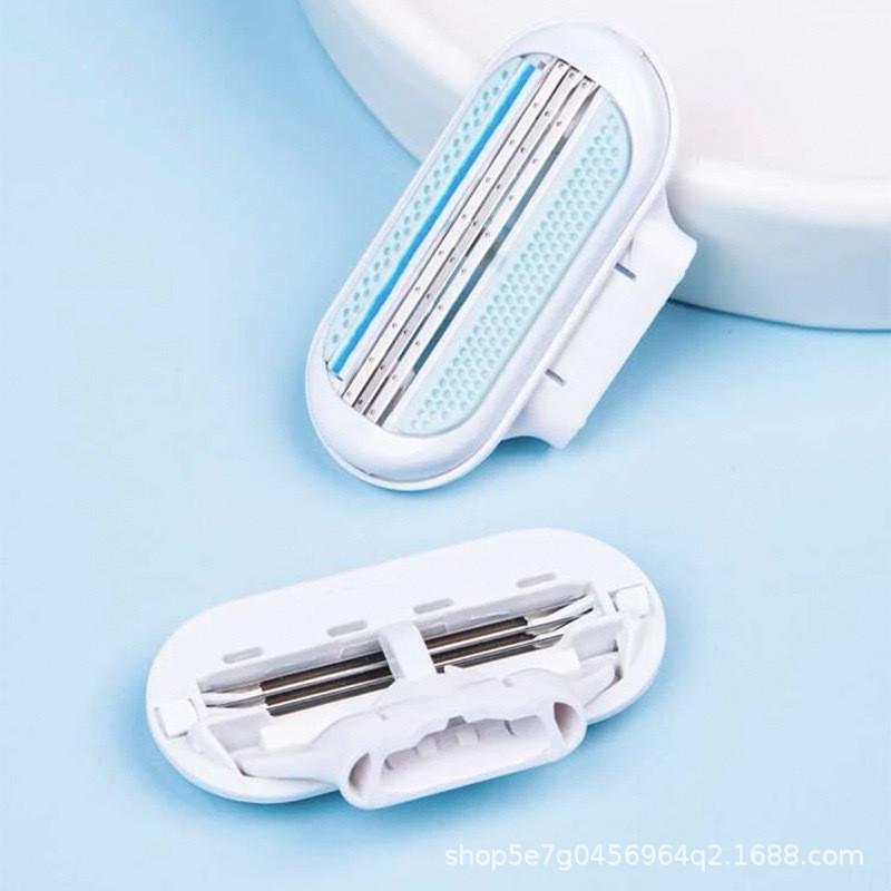 Triple Blade Women's Razor Manual Shaver Efficient Hair Removal Pink Blue Handle