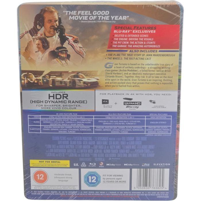 Blu-ray film import gran turismo : based on a true story blue steelbook blu-ray 4k ultra hd
