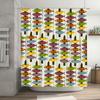 Fish Pattern Shower Curtain Coastal Ocean Sea Life Waterproof Decor Bathroom Set Vintage Nautical Themed Shower Liner