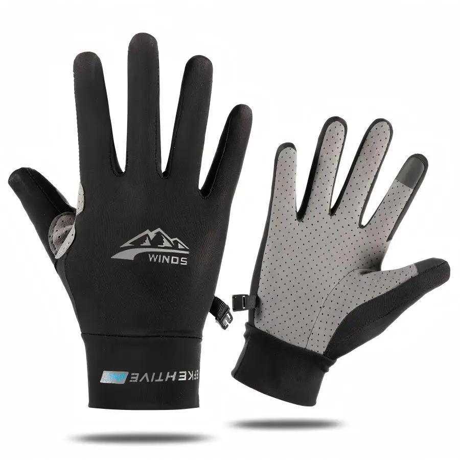 

Ice Silk Gloves Summer Breathable Non-slip Cycling Gloves Unisex Sunscreen Touchscreen Outdoor Sports Driving Fishing Gloves M чорний