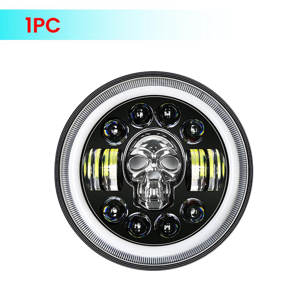 

7-дюймовый круглый светодиодный фонарь с автоматическим переключением поворотов, фары для мотоциклов, подходят для Harley Davidson, Jeep Wrangler