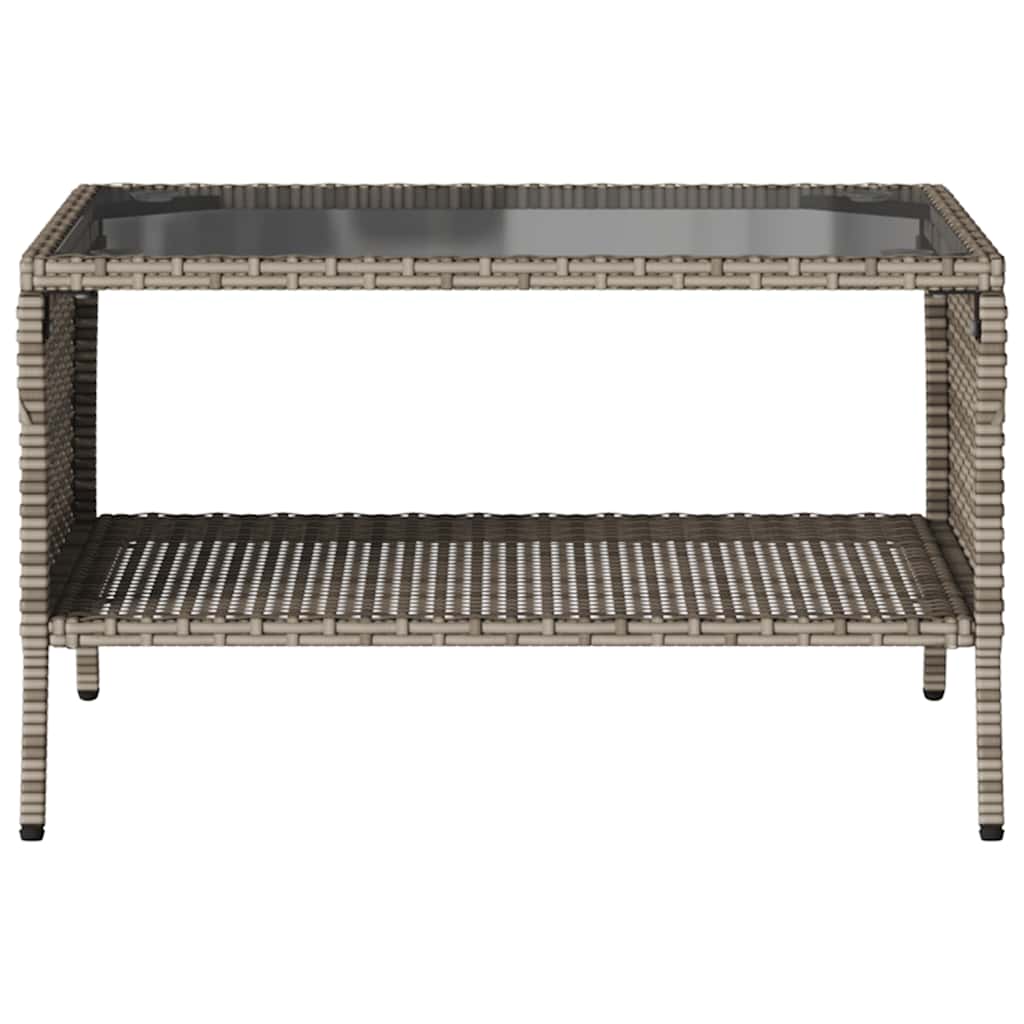 2 Seater Garden Sofa with Cushions & Table Grey Poly Rattan