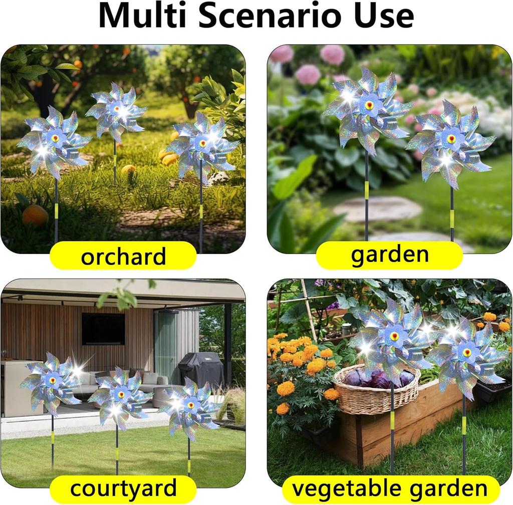 1/2/3Pcs Reflective Bird Repellent Pinwheels 9.6 Inches In Diameter Silver Dot High Reflective Effect Suitable for Yard Balcony