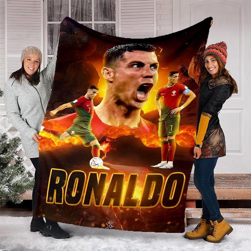 1pc Soccer7 (4) Theme Blanket - Digital Print, Polyester, Cozy for All Seasons, Perfect for Outdoor, Camping, and Travel