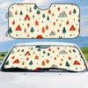 1pc Camping Mountains Line Art Print Car Windshield Sunshade With Suction Cups, Foldable Visor For Easy Setup, Polyester Materia