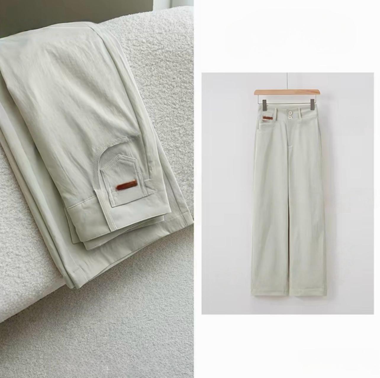 

Autumn High-Waist Slimming Titanium Mulberry Silk Pants S (85-100 lbs) белый/чирковый