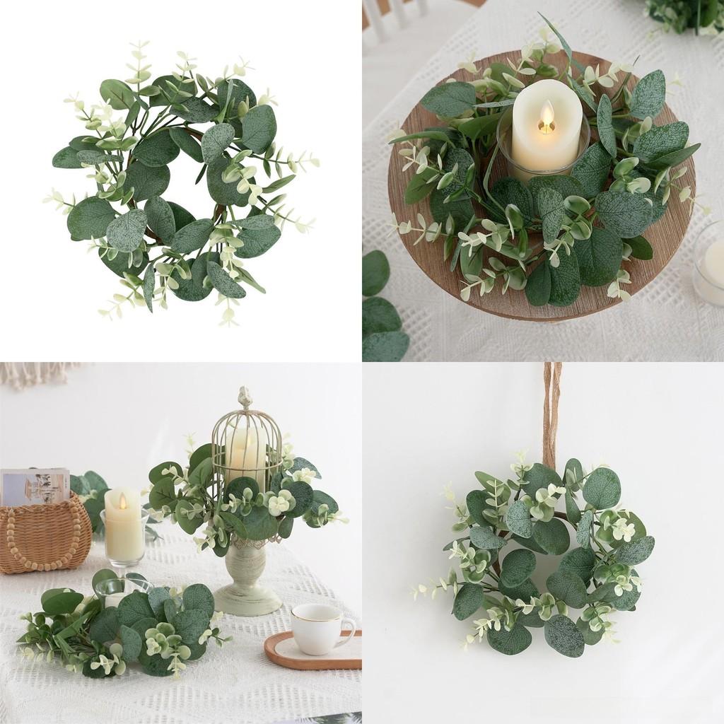 Eucalyptus Wreath Faux With Silk Screen Technique For Home And Outdoor Decor