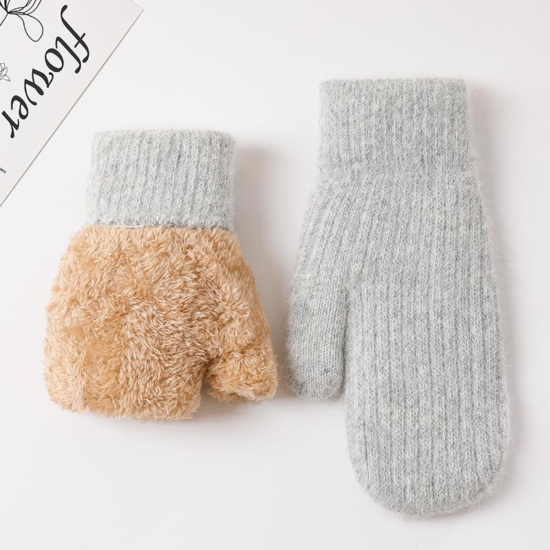 Gloves For Women In Winter Cute Plush Thickened Rabbit Fur To Keep Warm And Furry Student Riding To Prevent Cold And Freezing