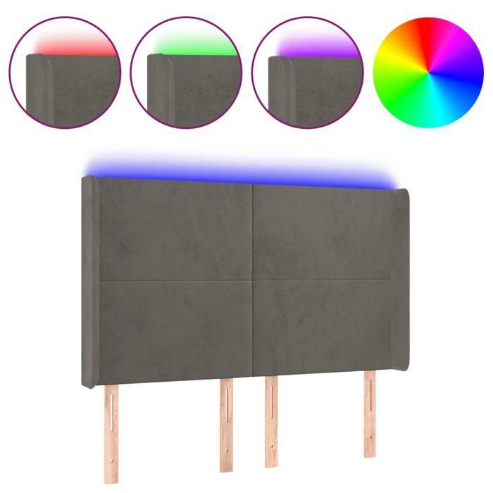 VidaXL LED Headboard Bedroom Furniture Double Bed Accessory Head of Bed Frame Interior Dark Grey 3123817