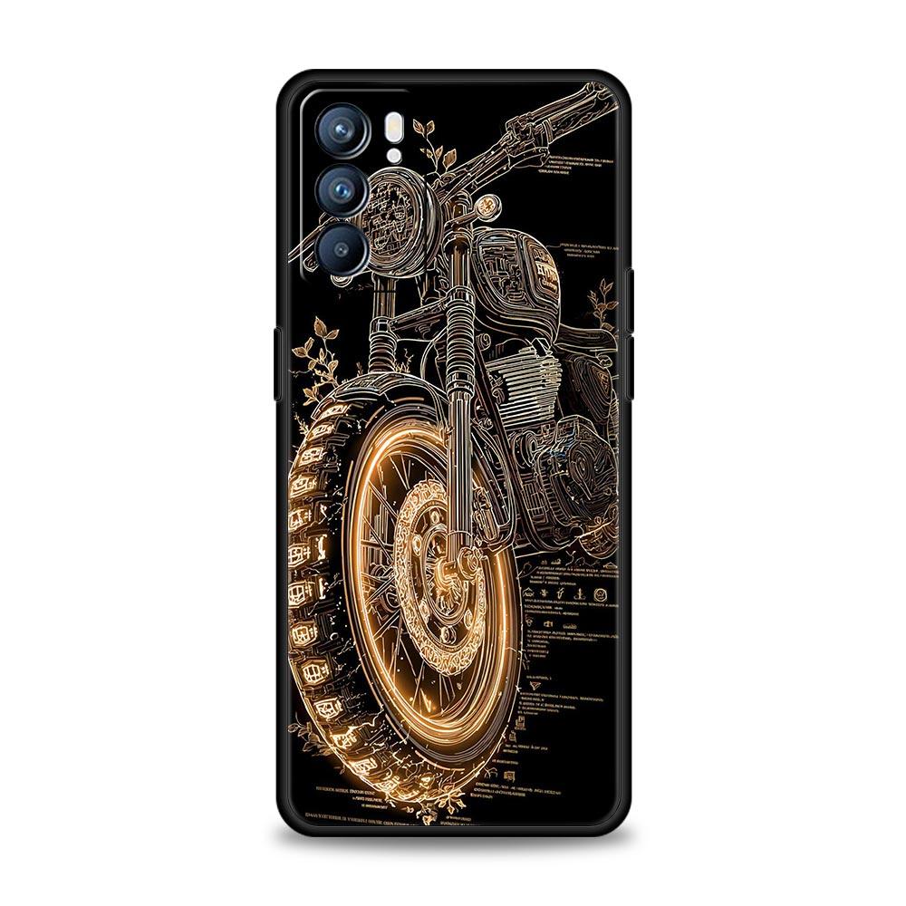 Colors Vintage Motorcycle Painted Phone Case For Oppo A17 A31 A54 A57 A78 A79 A98 Find X5 X6 Reno 7 8 10 11 12 13 F Pro Soft TPU