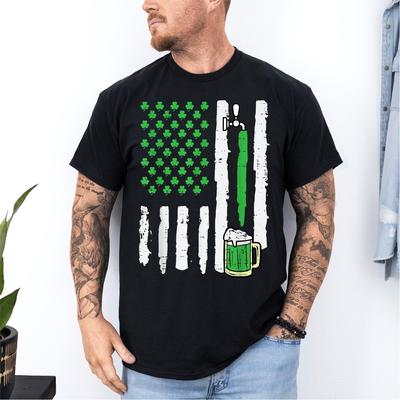 St Patricks Day America Flag Saint Paddys Patriotic Dad Men#039;s TShirt Unisex T-Shirt