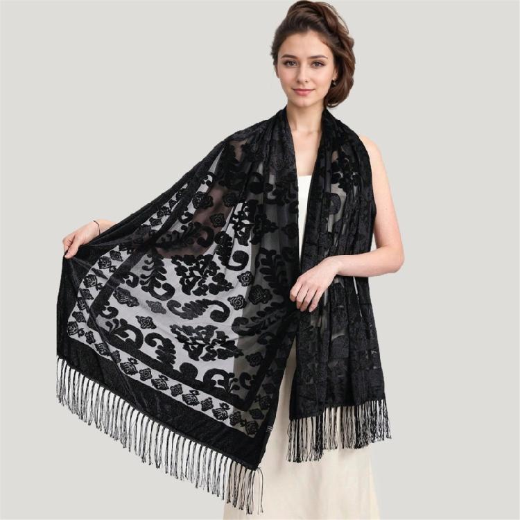 Long Tassels Women's Shawl Shoulder Wrap Ethnic Style Chinese Chipao Shawl Elegant Headwrap Scarf for Special Occasion