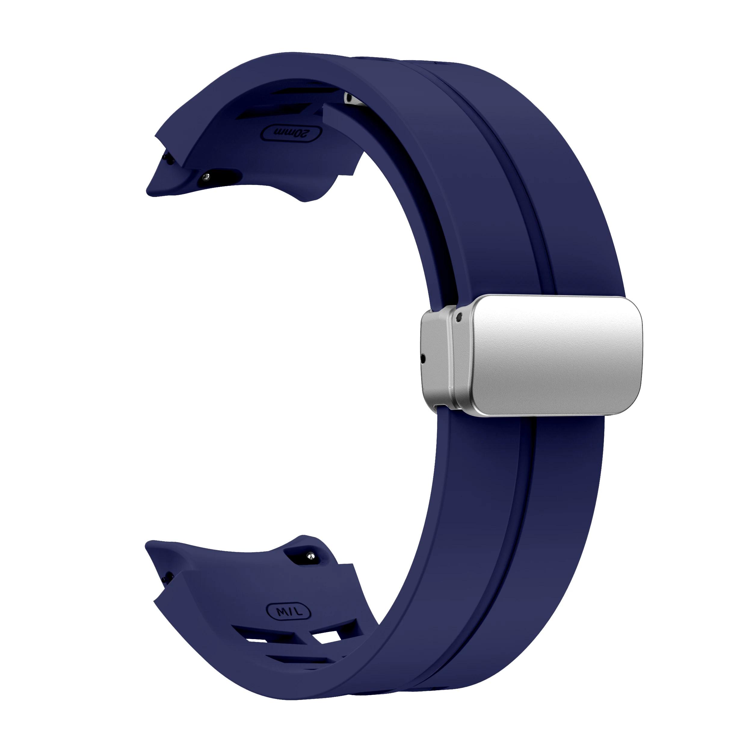 

Спортивный силиконовый ремешок для Samsung Galaxy Watch 7 6 4 44 мм 40 мм Магнитный браслет с кнопками для Galaxy Watch 6 Classic 43 47 мм часы 5 Pro 45 мм ремешок For Watch 6 Series темно-синий