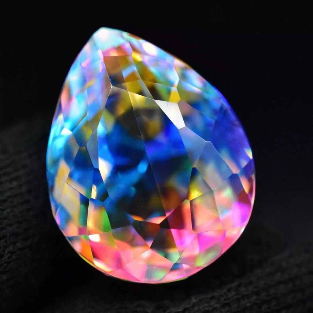 Natural Mystic Topaz Rainbow Fire 50-51 Ct Pear Cut Beautiful Gemstone