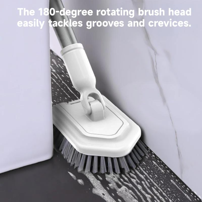 Teleskopik Uzun Saplı Temizlik Fırçası Banyo Fayans Tuvalet Üçgen Fırça Çok Fonksiyonlu Çift Fırça Başlıklı Yer Fırçası