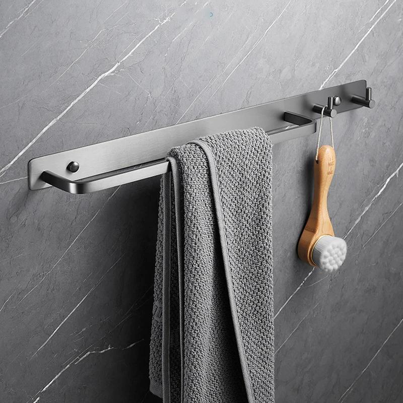 Black Gold Bathroom Towel Holder Brass Gold Chrome Lavatory Towel Rack Hooks Gray Single Towel Rack Bathroom Accessories