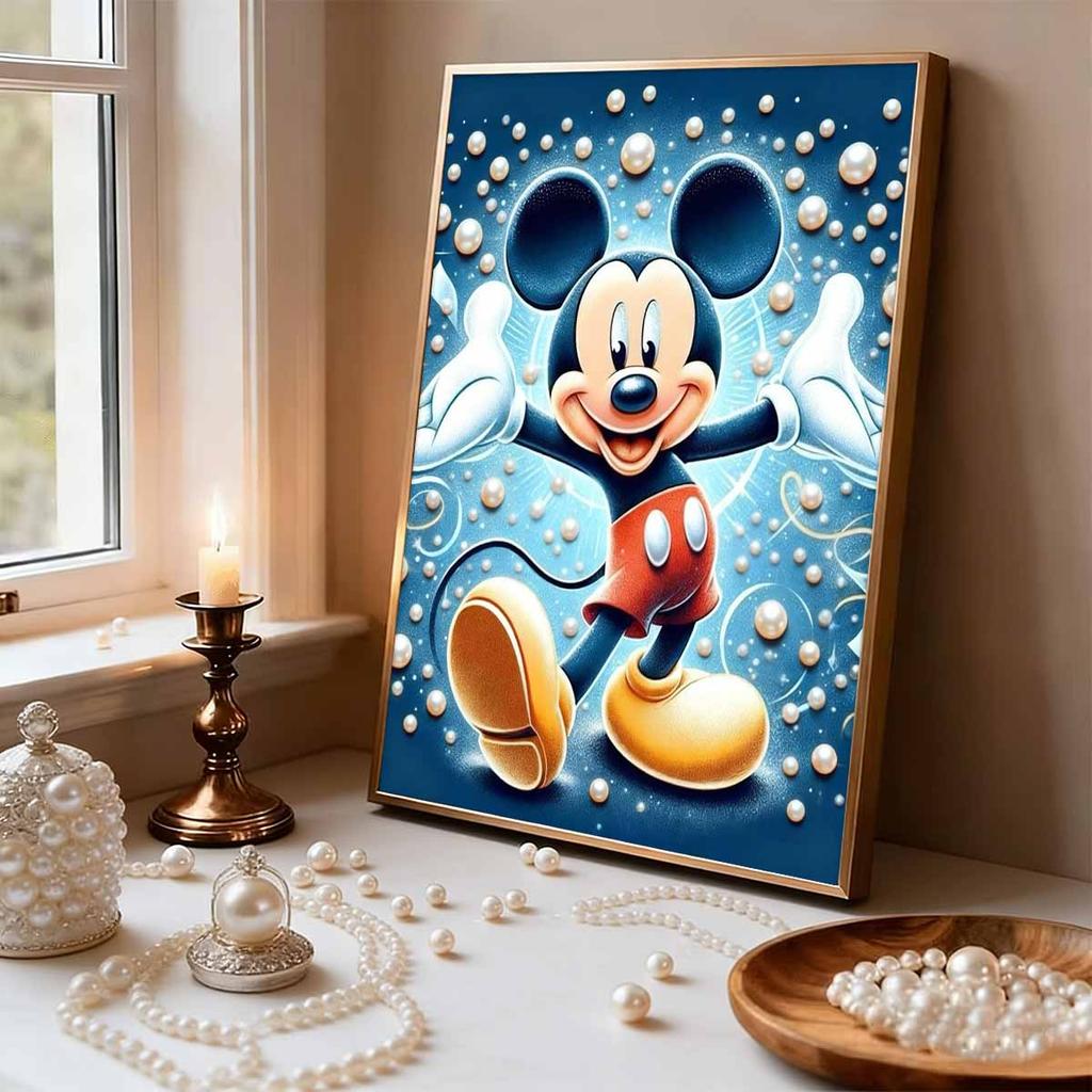 Disney Classic Mickey Pearl Art Painting Pearl Bubble Atmosphere Theme Frameless Craft Painting Living Room Entrance Decoration Gift Choice