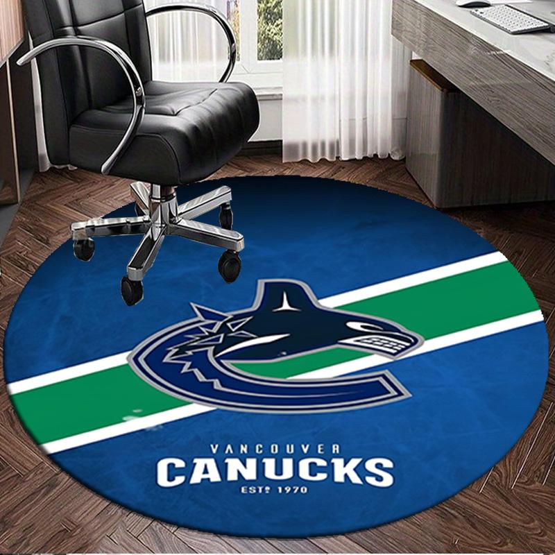 1PC Vancouver Hockey Art Round Rug, Non-slip Chair Mat, Home Decor, Circle Carpet Perfect for Office, Bedroom, Living Room,Christmas gift