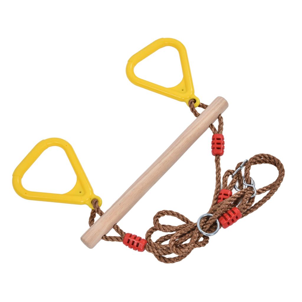 Heavy Duty Trapeze Wooden Stick Children Swing Bar Ring High Strength Trapeze Bar for Garden Courtyard