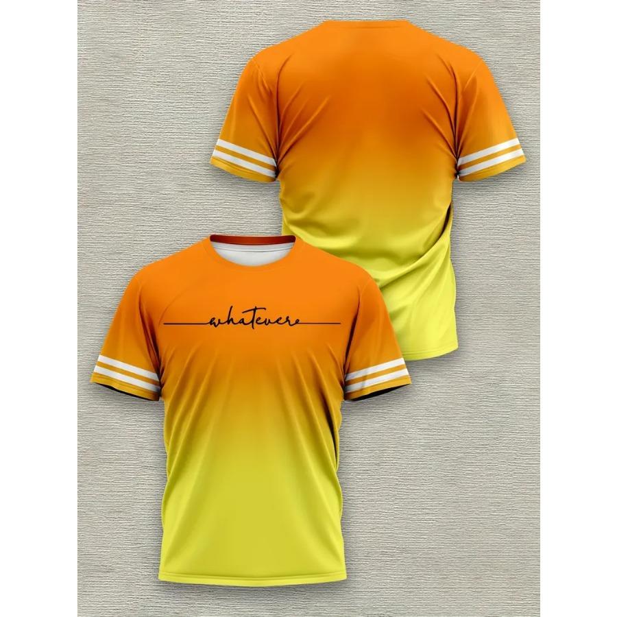 Men's Gradient Color T-Shirts - Casual Short Sleeve Round Neck Tees with Ombre Print, Machine Washable All-Season Comfort for Outdoor