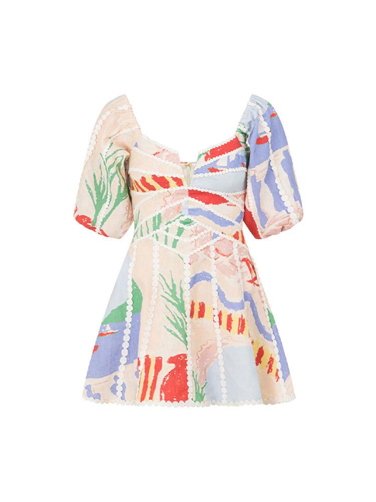 

Летнее сексуальное мини-платье трапециевидной формы с пышными рукавами, женское милое короткое платье с открытыми плечами и принтом, модное шикарное кружевное платье с v-образным вырезом Y2k, одежда для вечеринок L синий