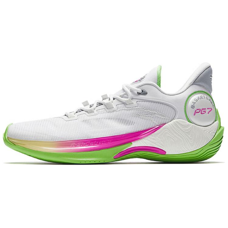 

New Anta Speed Battle 6 Anti-Slip Wear-Resistant Mid-Top Basketball Shoes Men s White Green Pink 112511601-4 42.5