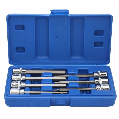 Hex Bit Socket Set, 7 Pieces 3/8 Square Socket Bits, 1/8, 3/16, 7/32, 1/4, 9/32, 5/16, 3/8 Hex Extension Long Bit Socket Set