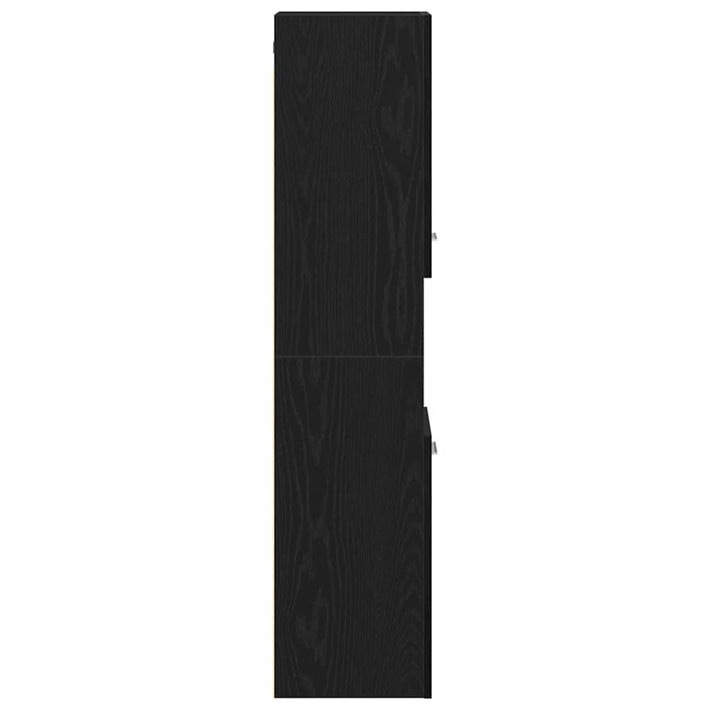 Bathroom Cabinet with Door Black Oak Effect 30 x 30 x 130 cm