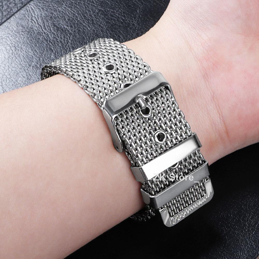 Tloušťka 3 mm 1.0 Milánský tah Nerezový náramek na hodinky 20 mm 22 mm 24 mm Unisex Univerzální Náhradní Řemínky Příslušenství
