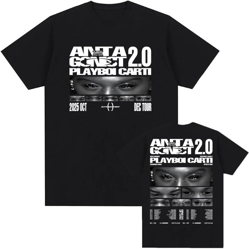 PLAYBOI CART ANTAGONIST TOUR Tshirt Short Sleeve Cotton Male Tshirts Casual Fashion Singer Graphic Teeshirt Print Tees for Men