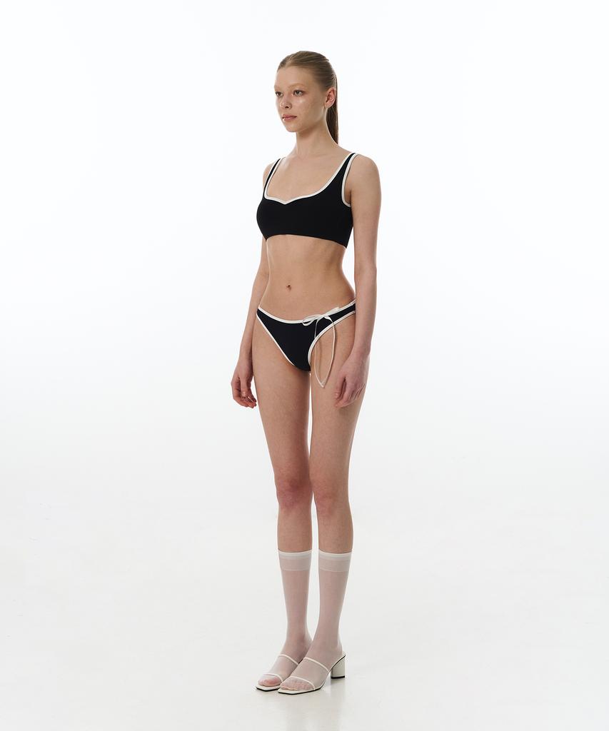 VINAJ Ribbon Line Mini Short Bikini Panties (Black)