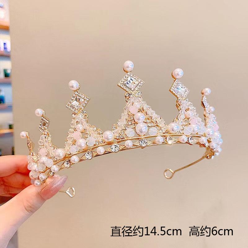 Children'S Crown Girl Crystal Crown Headgear Korean Fairy Princess Style Temperament Dress Accessories Crown Hair Accessories