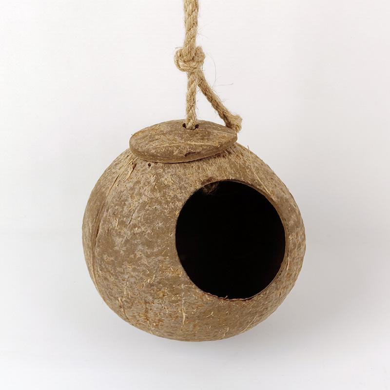 Coconut Shell Hanging Bird Nest for Parrots, Finch, Budgie, and Pearl Breeding.