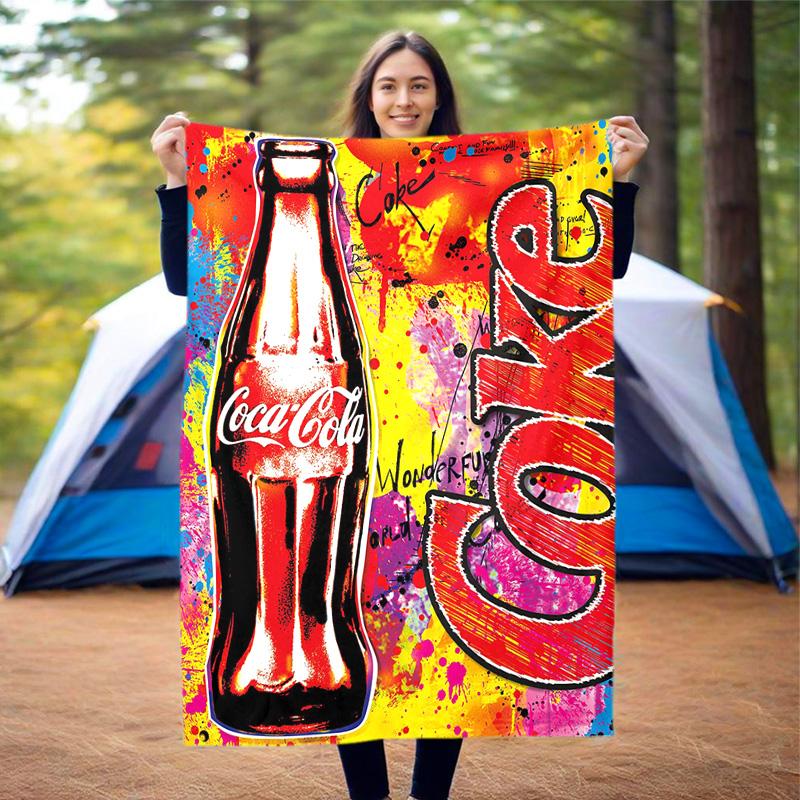 Christmas Gift Halloween Themed Cola Beverage Coca Cola Blanket Soft Home Furnishing Nap Decoration Four Seasons Warm Sherpa Blanket U24
