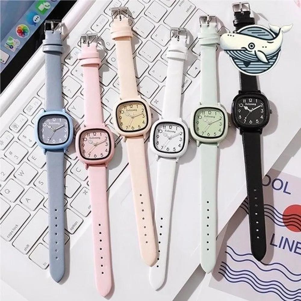 Pastel color simple design square wristwatch wristwatch women s watch women s watch couple watch pink
