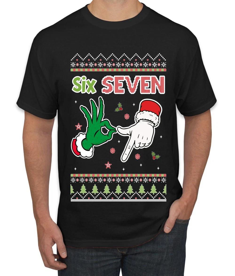 67 Meme Santa Grinch Six Seven Ugly Christmas Men s T- Shirt 2XL