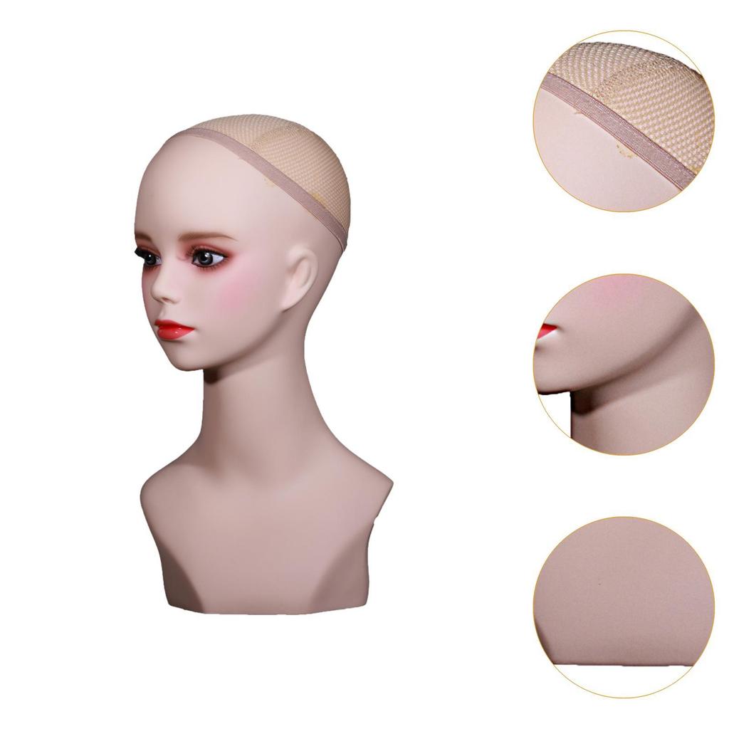 Female Mannequin Head with Makeup Stable Versatile Use Manikin Wig Stand for Necklace Glasses