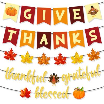 Thanksgiving Flag Festival Party Decoration Arrangement Harvest Festival Turkey Pumpkin Banner Customization