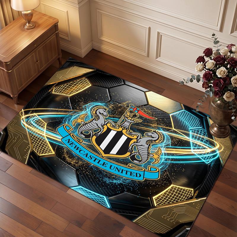 Newcastle United Fußball Druck Kristall Samt Teppich, Bequemer Wasserabsorbierender Rutschfester Innenboden Teppich
