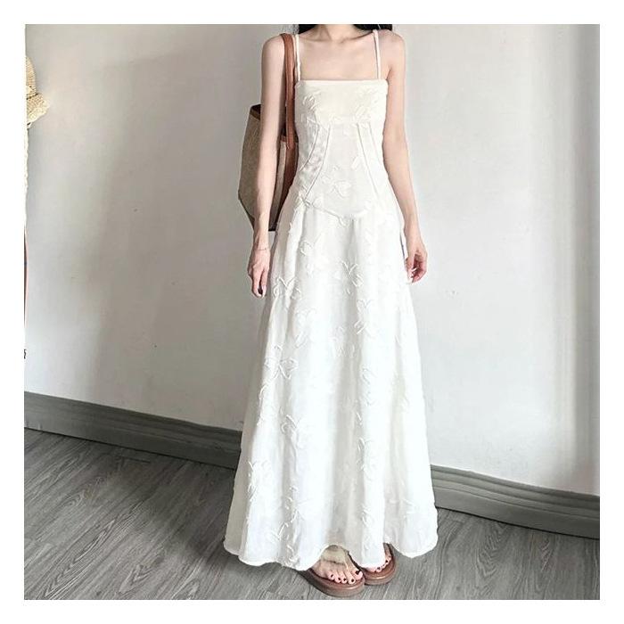 Black suspender floral dress children s summer 2025 new pear-shaped figure French temperament long dress S
