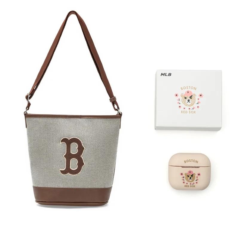 MLB Canvas Bucket Bag , Portable Crossbody Bag , Shoulder Bag Regular Unisex Brown Gray Multicolor (Unisex) Shoulder Bags 3ABMS072N 43BRD