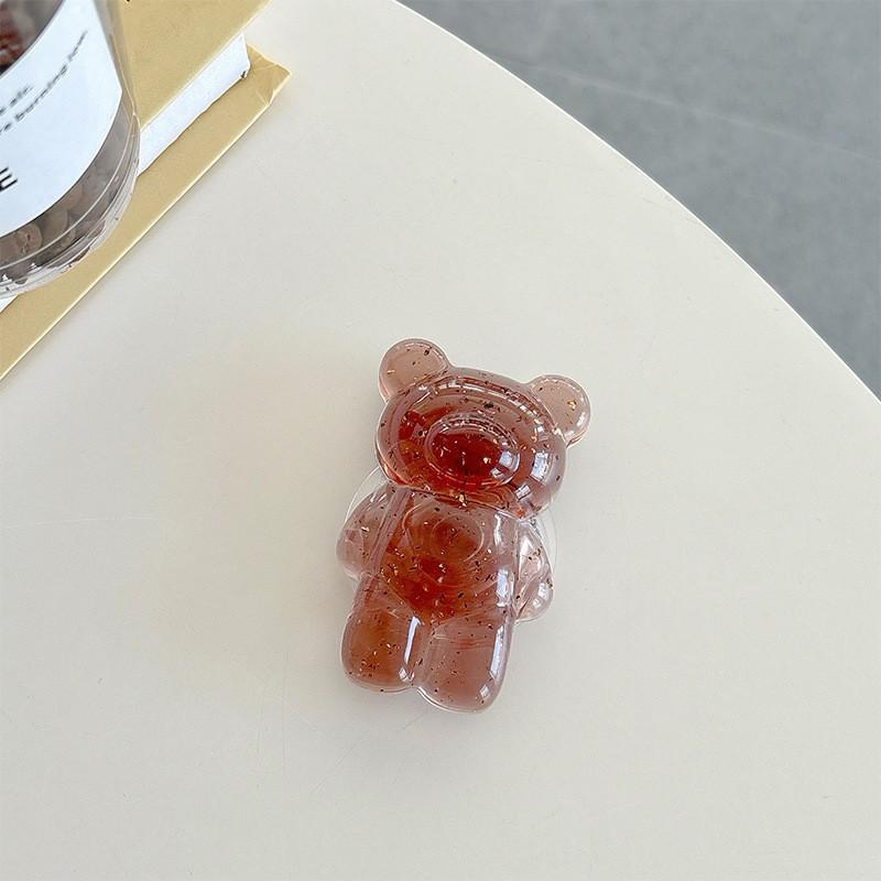 Ins Transparent Bear Mobile Airbag Bracket Korean Gold Foil Back Adhesive Creative Desktop Stable Cross Border Wholesale