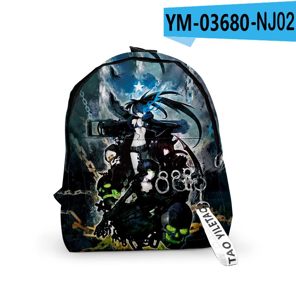 Trendy Youthful Black Rock Shooter School Bags Notebook Backpacks 3D Print Oxford Waterproof Key Chain Small Travel Bags