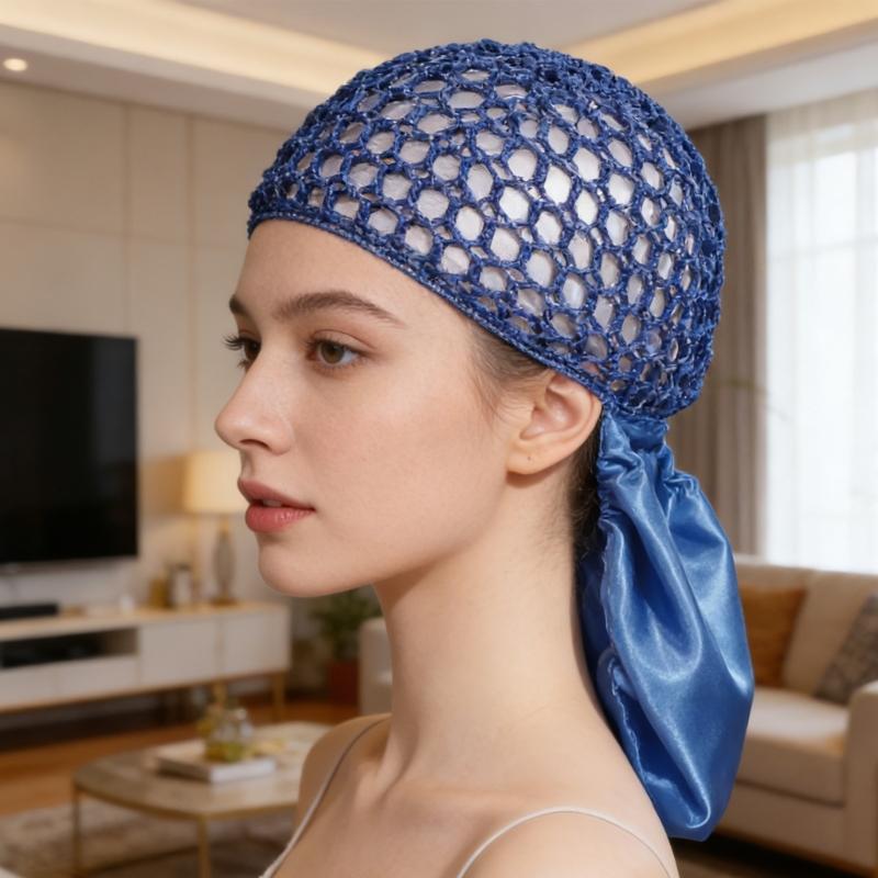 Reversible Bonnet Satined Bonnet Hat Hair Wrap Reversible Mesh Skull Hat For Long Curly Braided Hair Sleep Headpiece