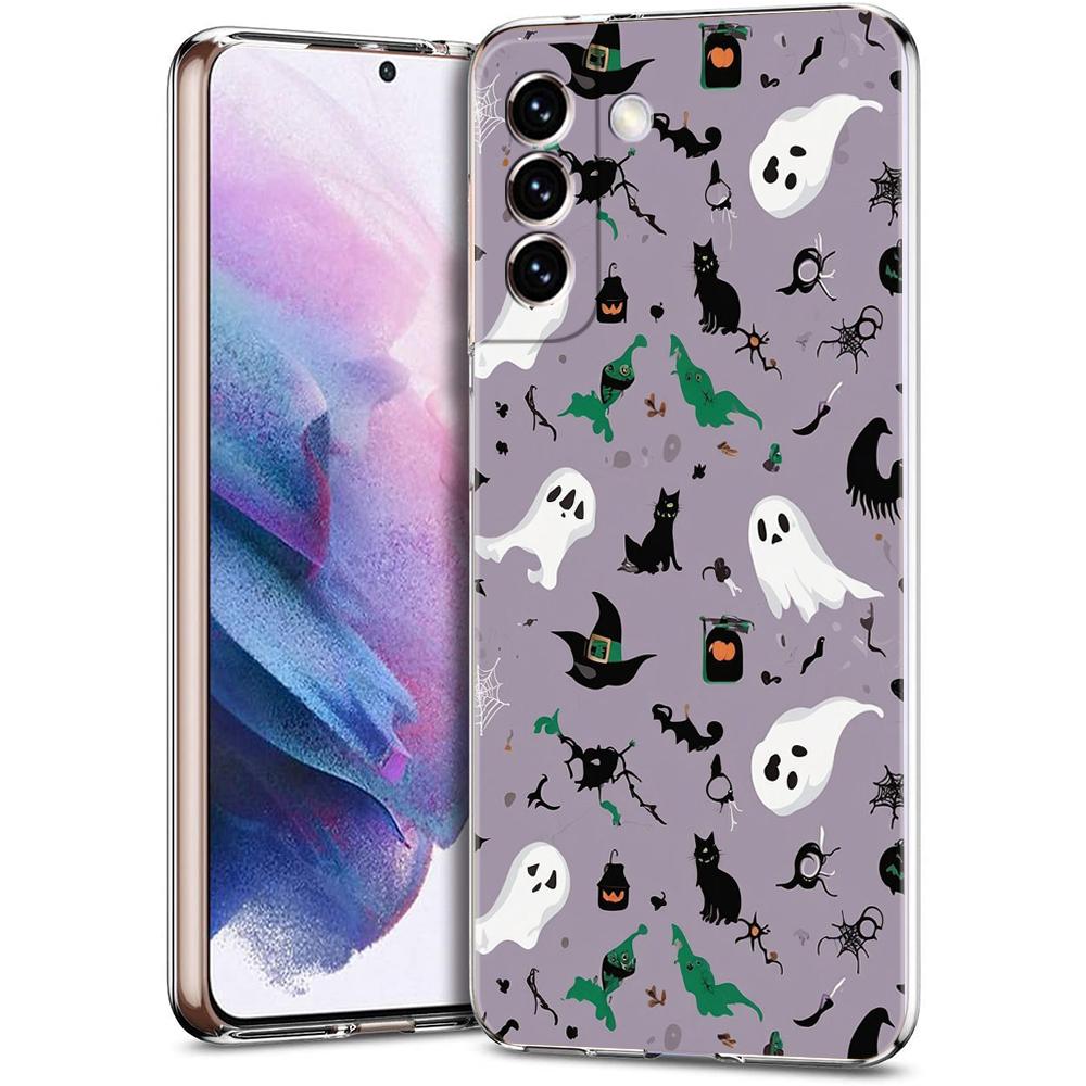 

Прозрачный чехол для Samsung Galaxy S25, S24, S23, S22, S21, S20, FE, Ultra, S10, S10E, S9, Plus, 5G, Чехол для телефона из ТПУ, Костюм призрака на Хэллоуин Galaxy S21
