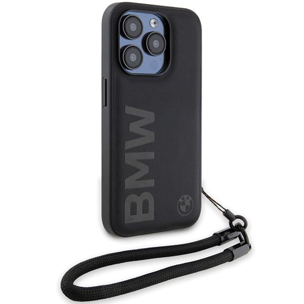 Bmw Bmhcp15L23Rmrlk Iphone 15 Pro 6.1 Czarny/Black Hardcase Signature Leather Wordmark Cord